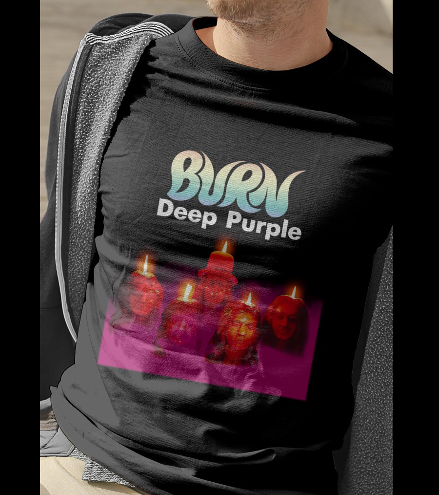 Burn Deep Purple Candle Faces T-Shirt