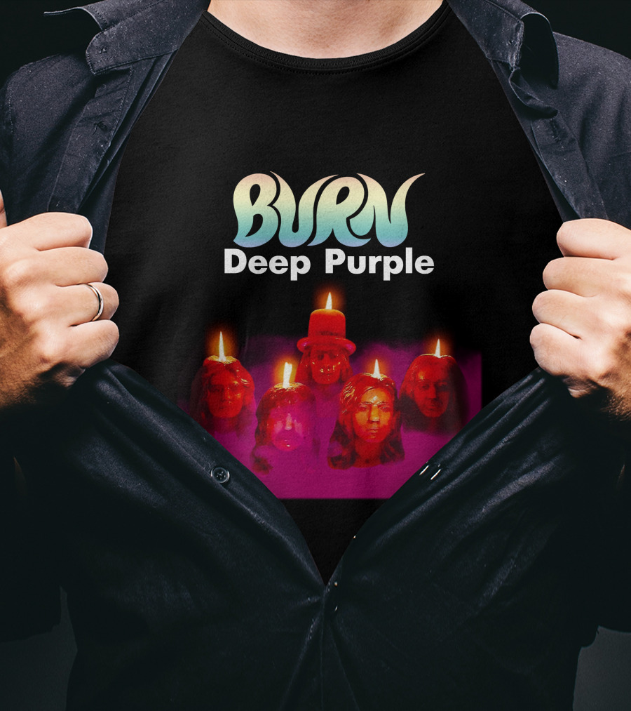 Burn Deep Purple Candle Faces T-Shirt