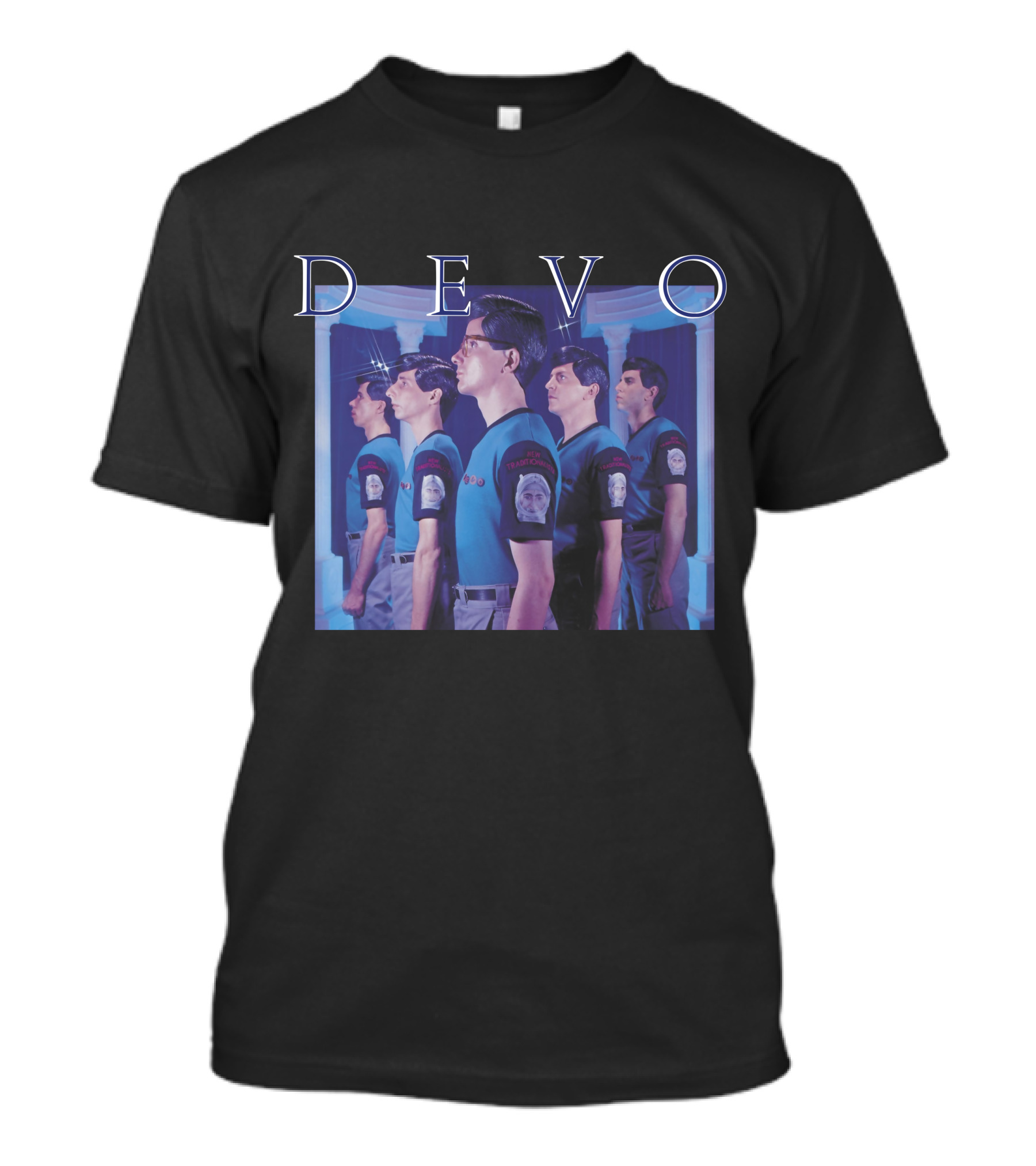 Devo Band Members Blue Uniforms Standing In Line T-Shirt