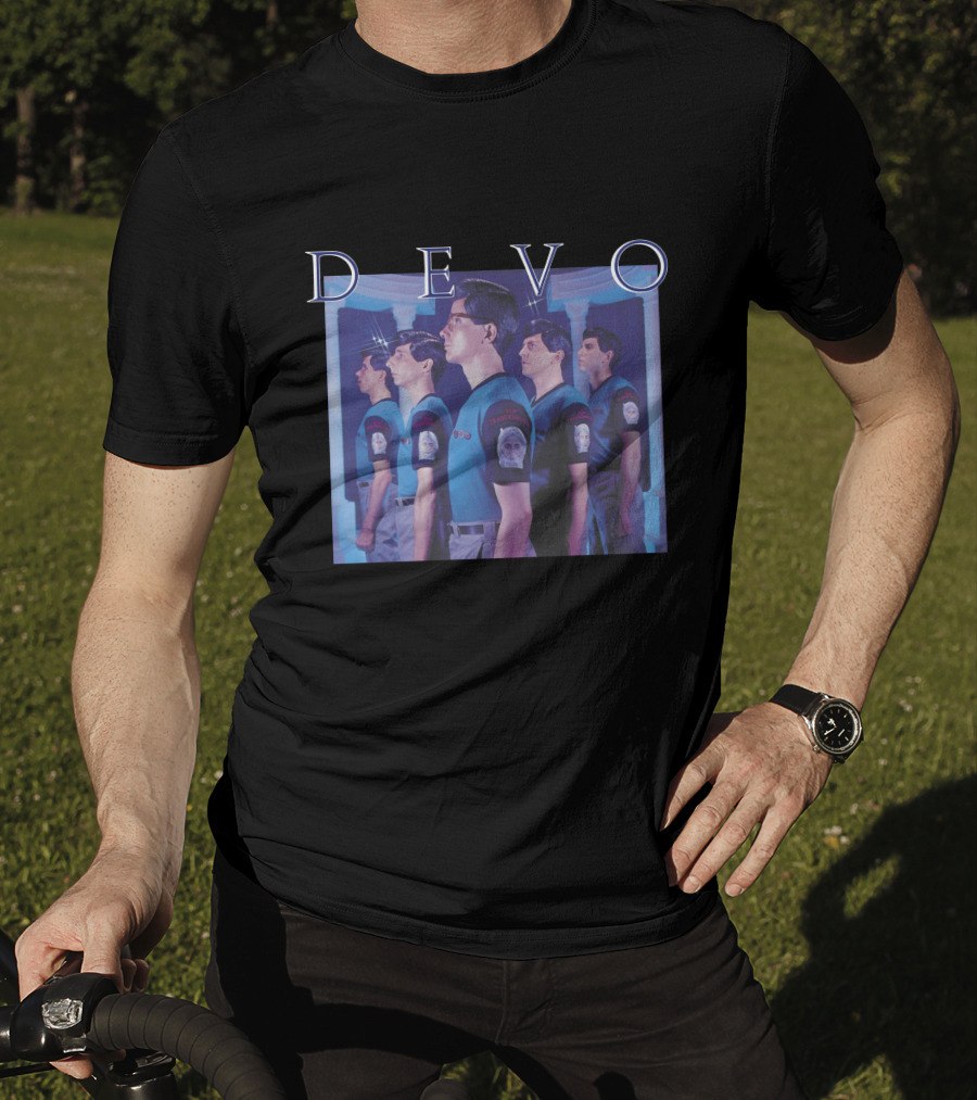 Devo Band Members Blue Uniforms Standing In Line T-Shirt