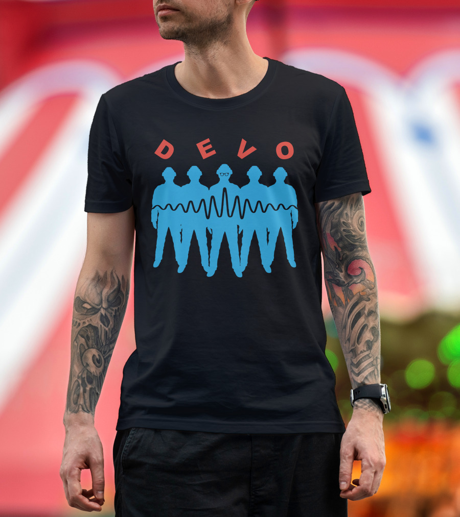 Devo Band Silhouette And Waveform T-Shirt