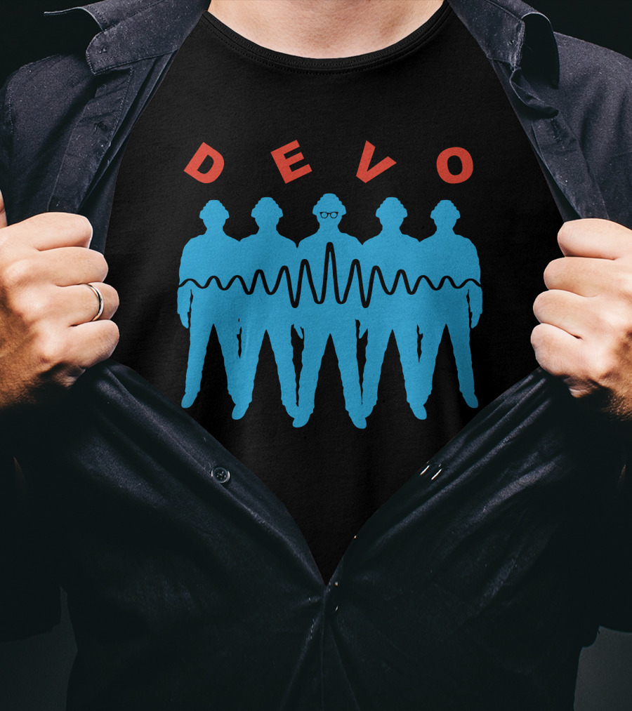 Devo Band Silhouette And Waveform T-Shirt