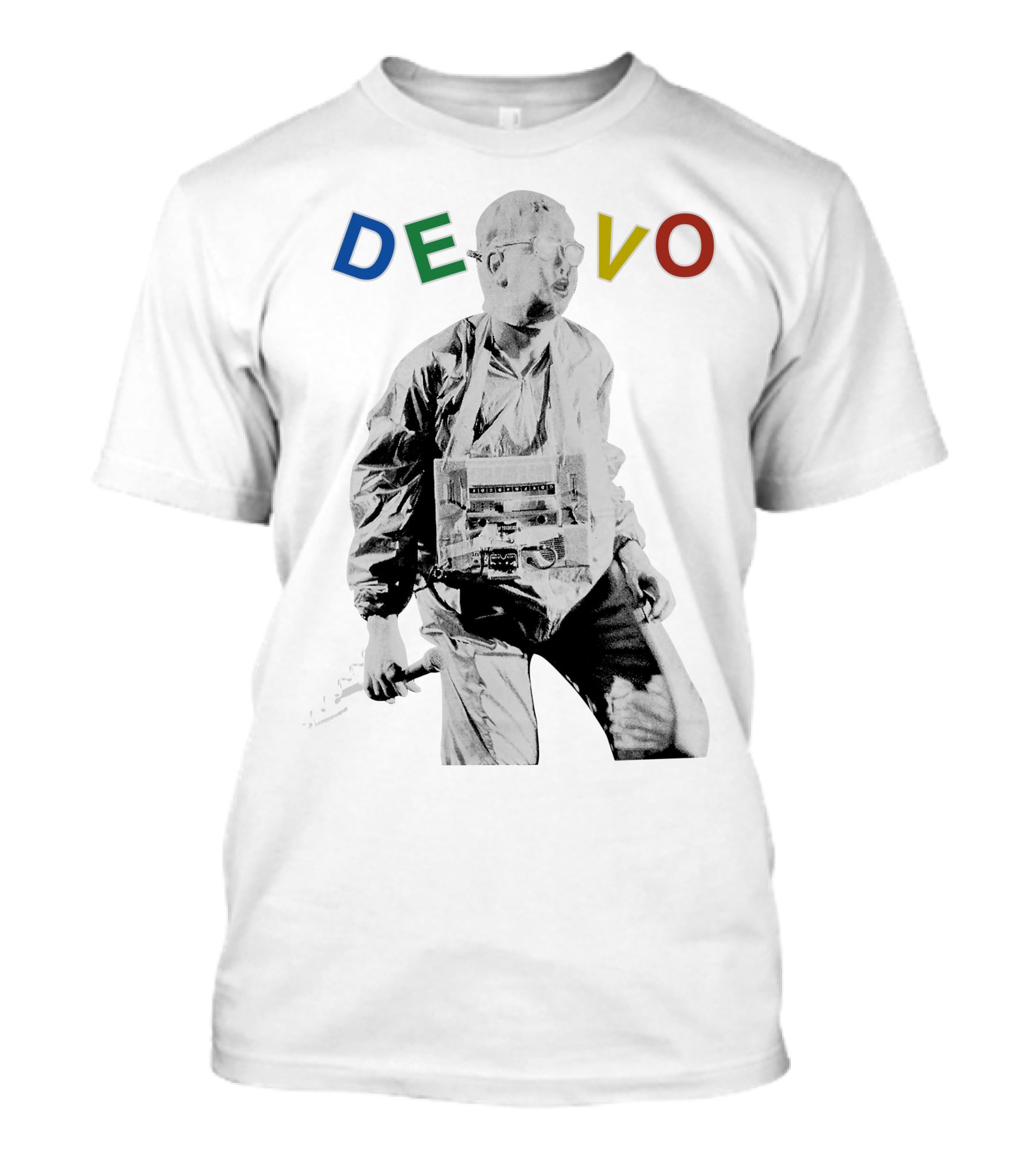 Devo Man With Jacket And Guitar T-Shirt