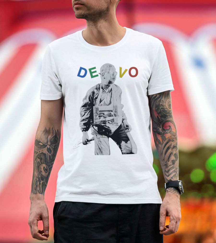 Devo Man With Jacket And Guitar T-Shirt