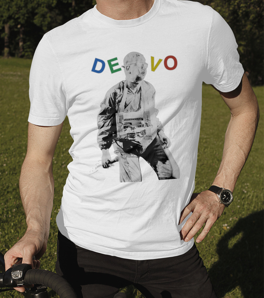 Devo Man With Jacket And Guitar T-Shirt