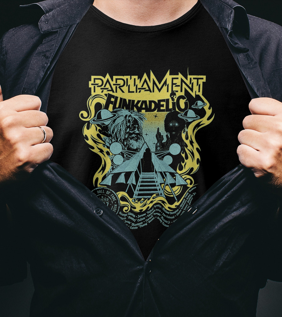 Parliament Funkadelic Rock And Roll Hall Of Fame Inductee 1997 Space Themed T-Shirt