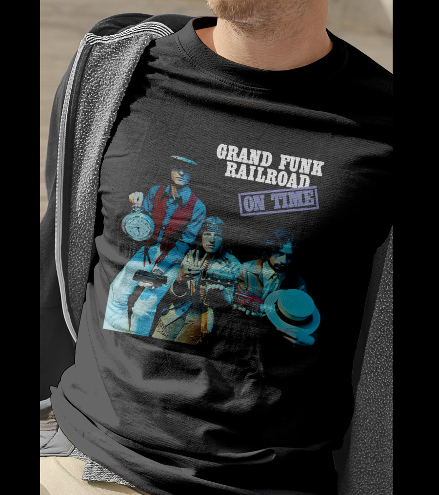 Grand Funk Railroad On Time Album Cover Clock Band Members T-Shirt