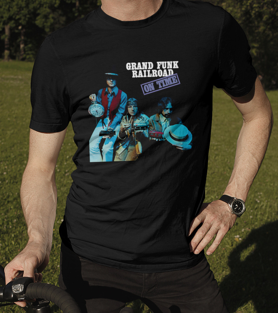 Grand Funk Railroad On Time Album Cover Clock Band Members T-Shirt