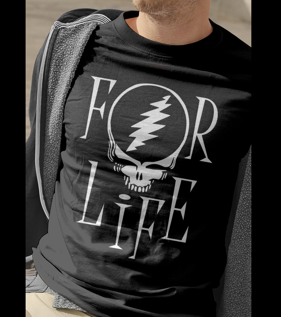 Grateful Dead Skull Lightning Bolt For Life T-Shirt