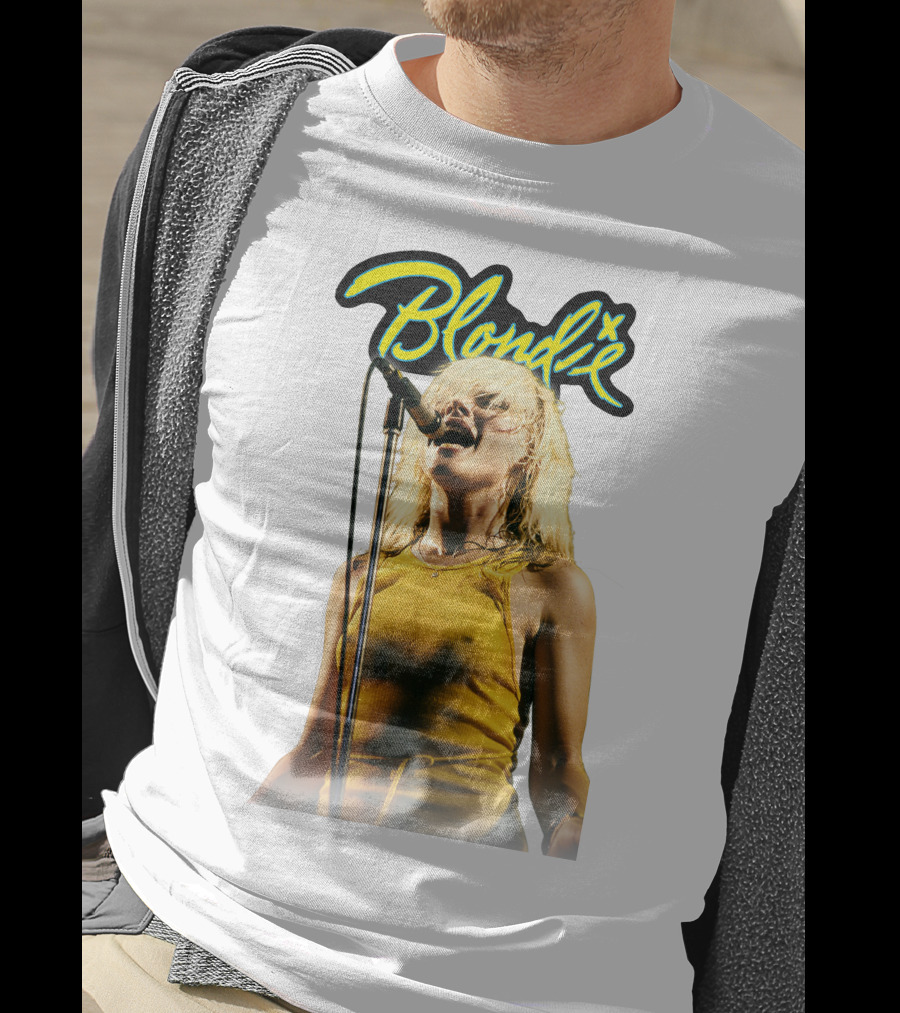 Blondie Live Performance Microphone Yellow Dress T-Shirt