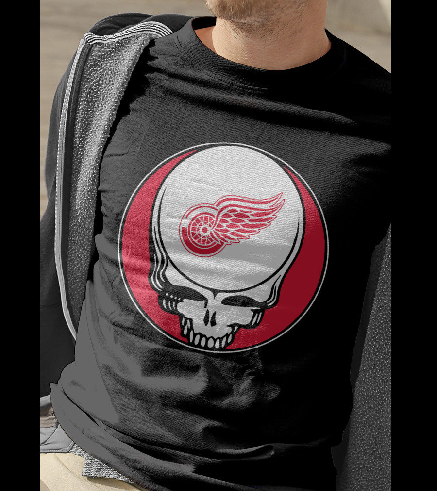 Detroit Red Wings Grateful Dead Skull T-Shirt