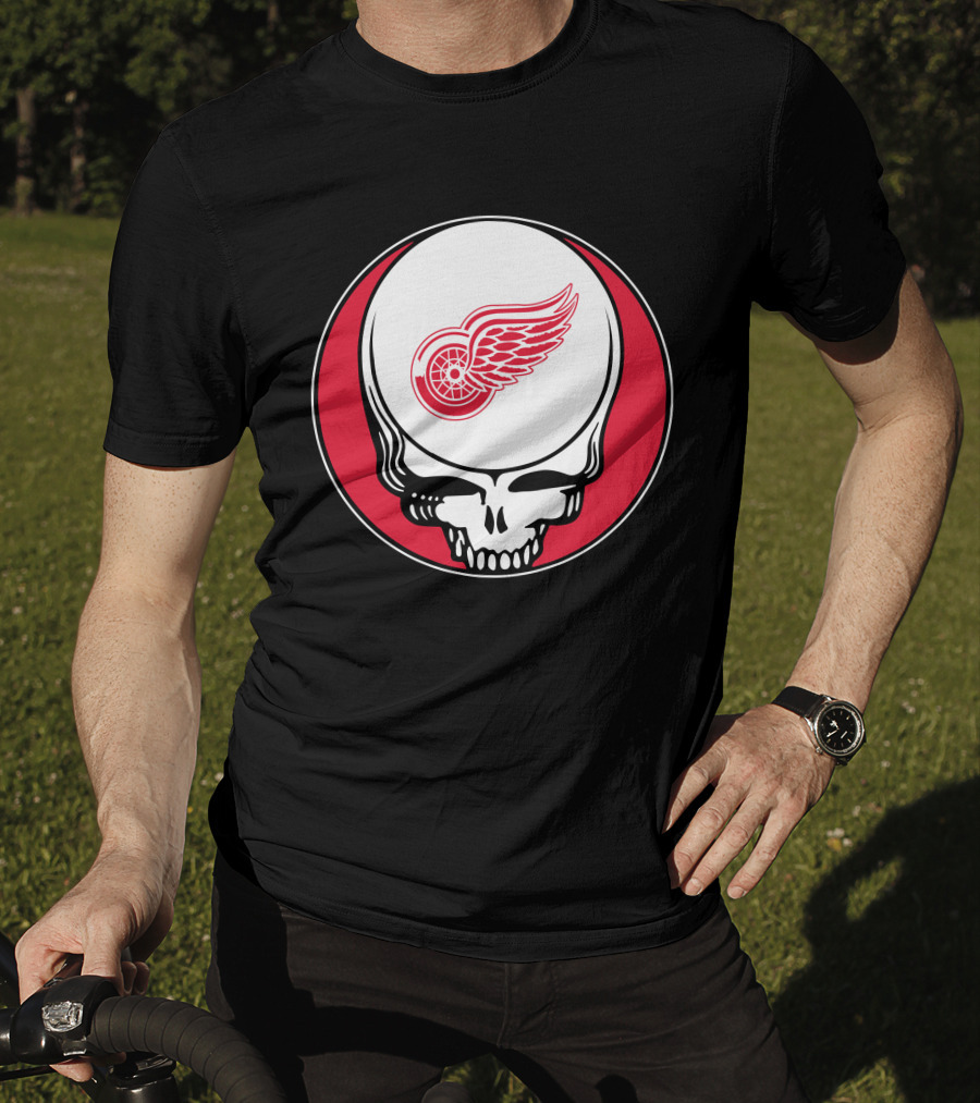 Detroit Red Wings Grateful Dead Skull T-Shirt
