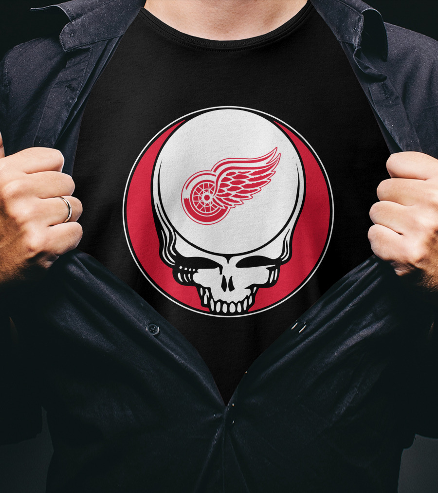 Detroit Red Wings Grateful Dead Skull T-Shirt