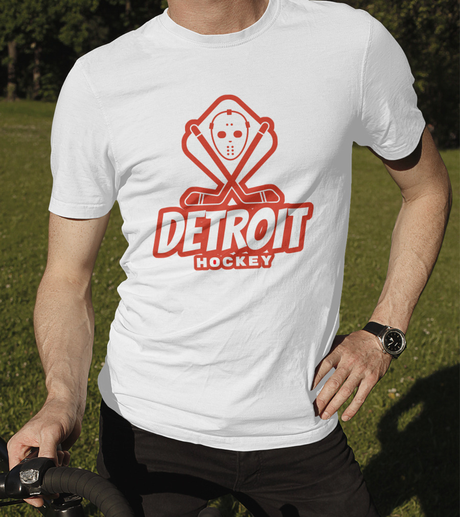 Detroit Hockey Mask And Crossed Sticks T-Shirt