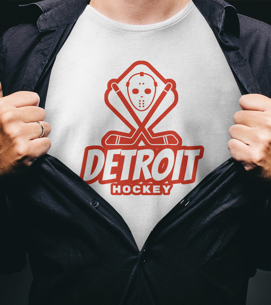 Detroit Hockey Mask And Crossed Sticks T-Shirt