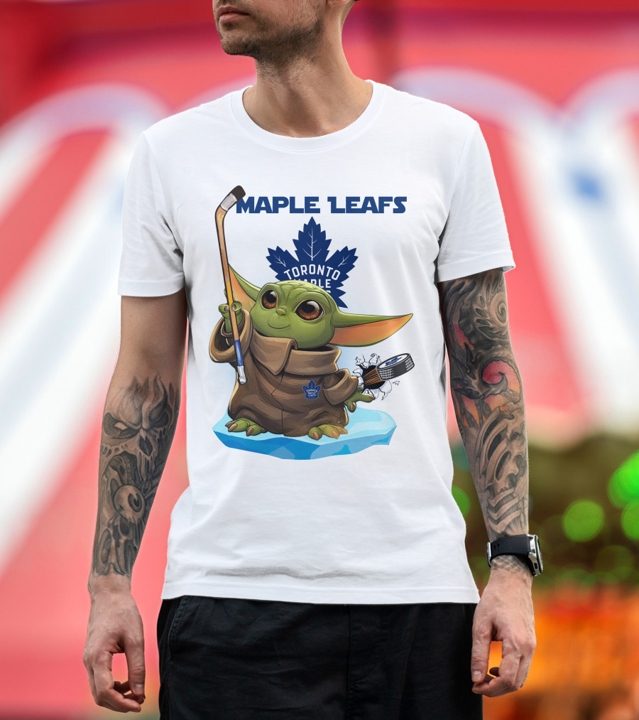 Baby Yoda Toronto Maple Leafs Hockey Fan T-Shirt