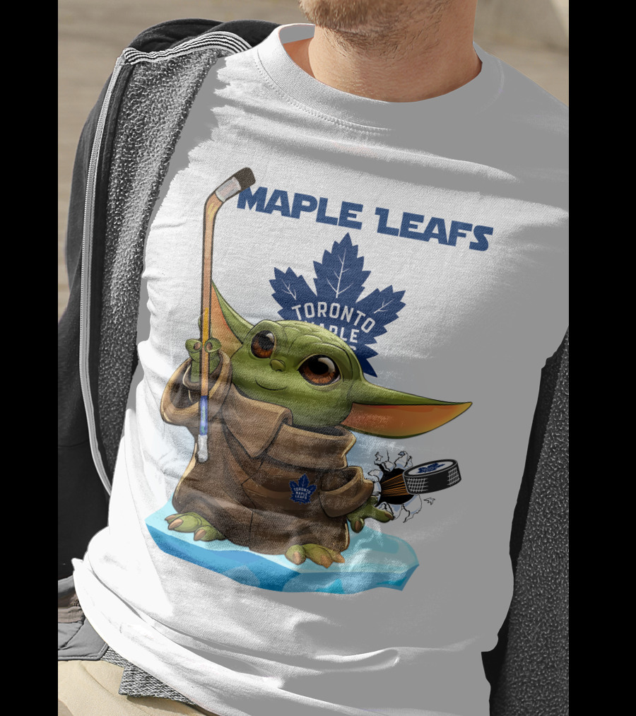 Baby Yoda Toronto Maple Leafs Hockey Fan T-Shirt