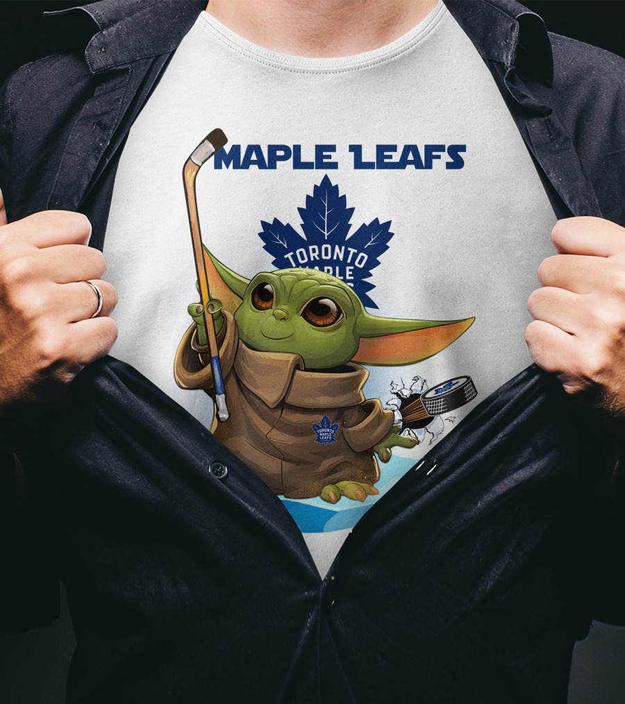 Baby Yoda Toronto Maple Leafs Hockey Fan T-Shirt