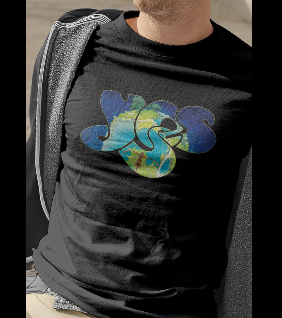 Yes Classic Logo With Earth And Ocean Motif T-Shirt