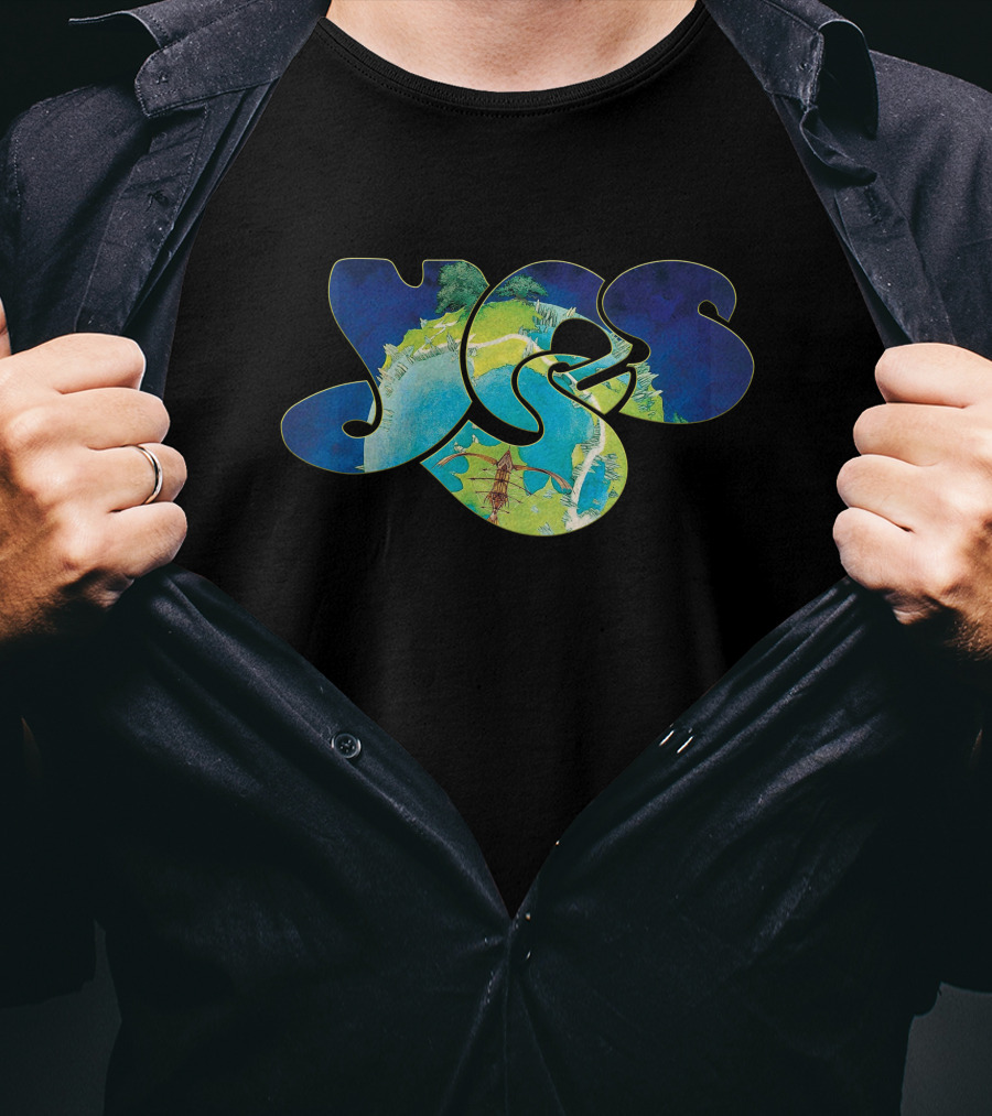 Yes Classic Logo With Earth And Ocean Motif T-Shirt