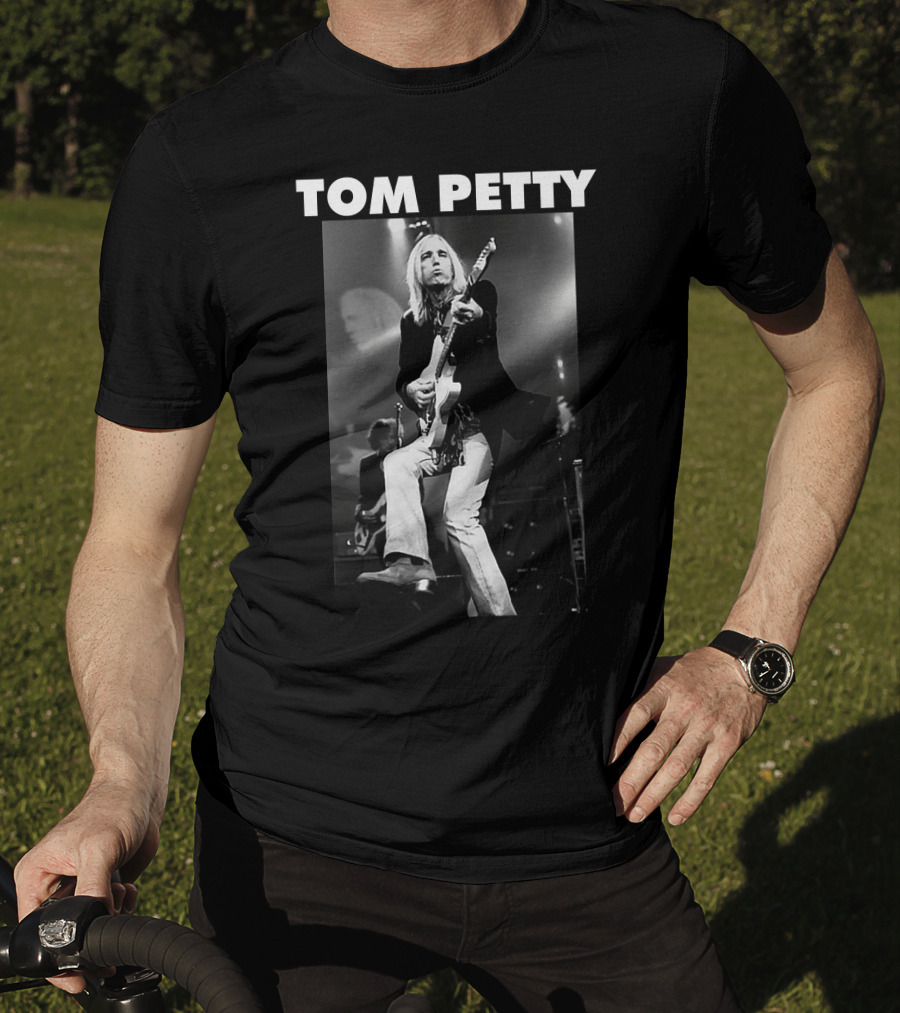 Tom Petty Rock Legend Performance Black And White T-Shirt