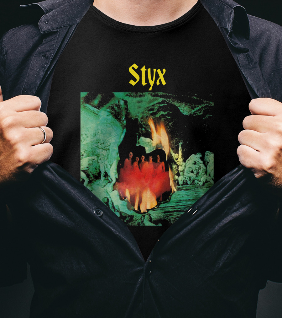 Styx Gothic Fantasy Art With Fire And Figures T-Shirt