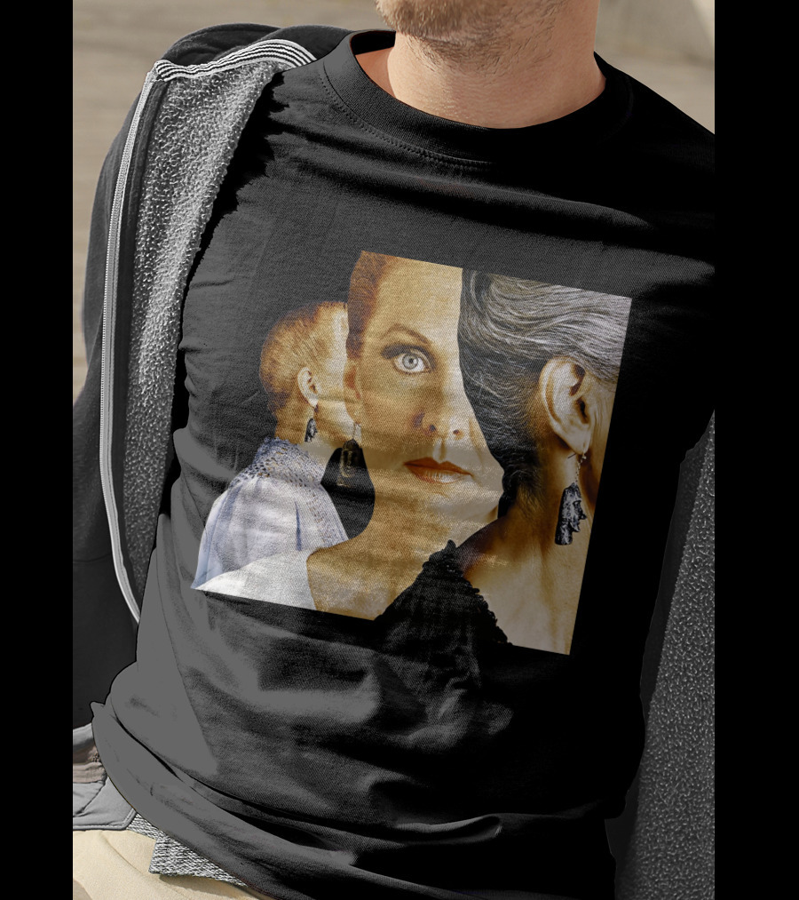Dramatic Portrait Faces With Bold Earrings And Elegant Hairstyle T-Shirt