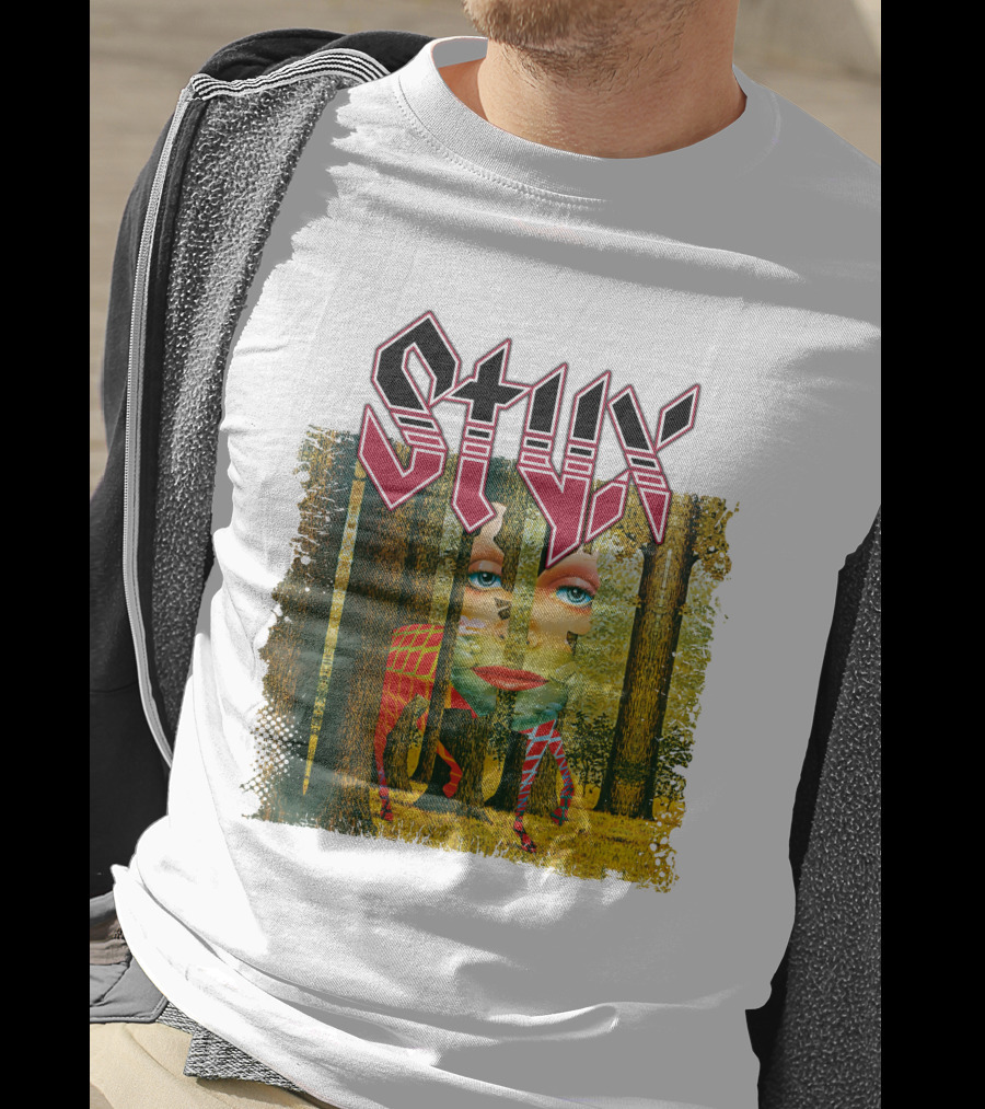 Styx Forest Face With Stylized Red Typography T-Shirt