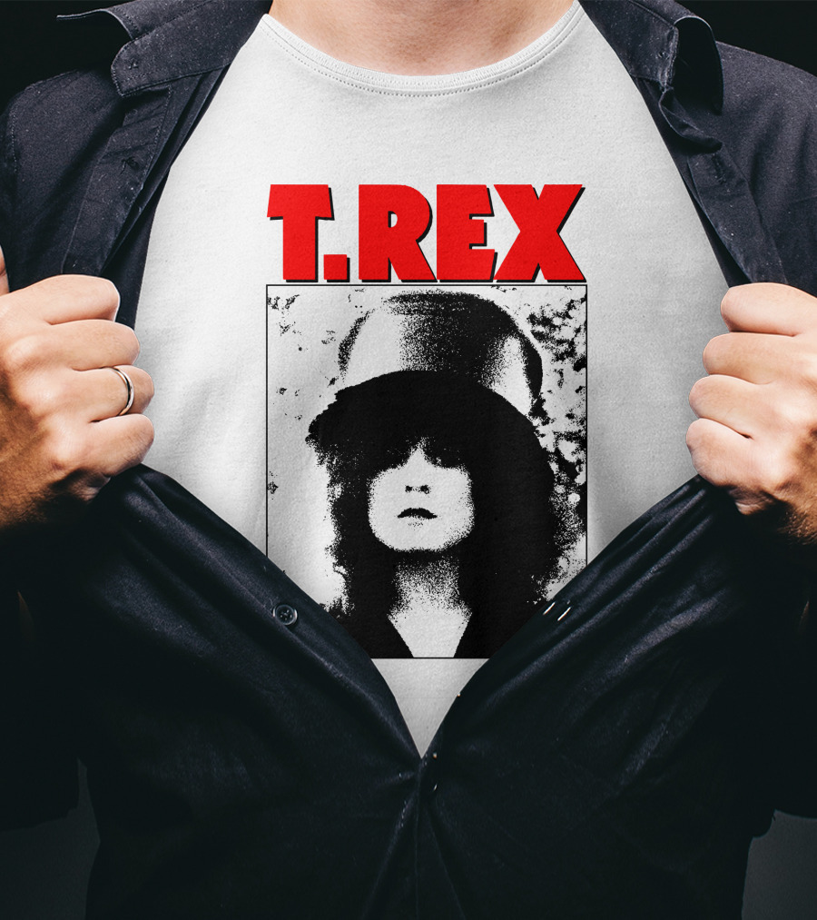 T. Rex Iconic Red Text With Black And White T-Shirt