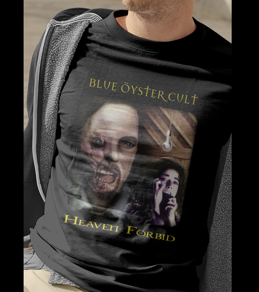 Blue Öyster Cult Heaven Forbid Creepy Portrait With Light Bulb And Distressed Expressions T-Shirt