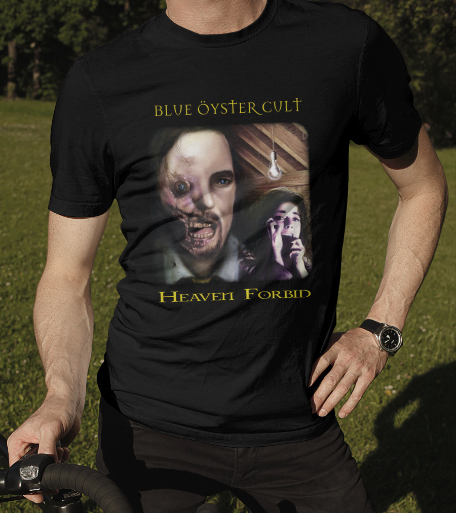 Blue Öyster Cult Heaven Forbid Creepy Portrait With Light Bulb And Distressed Expressions T-Shirt