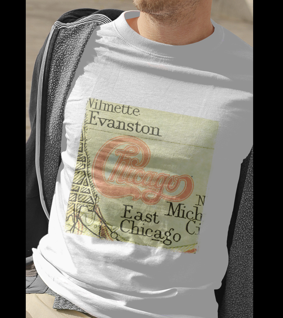 Chicago Map With Wilmette Evanston East Chicago T-Shirt