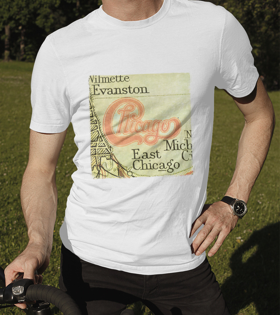 Chicago Map With Wilmette Evanston East Chicago T-Shirt