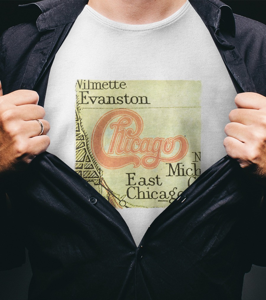 Chicago Map With Wilmette Evanston East Chicago T-Shirt