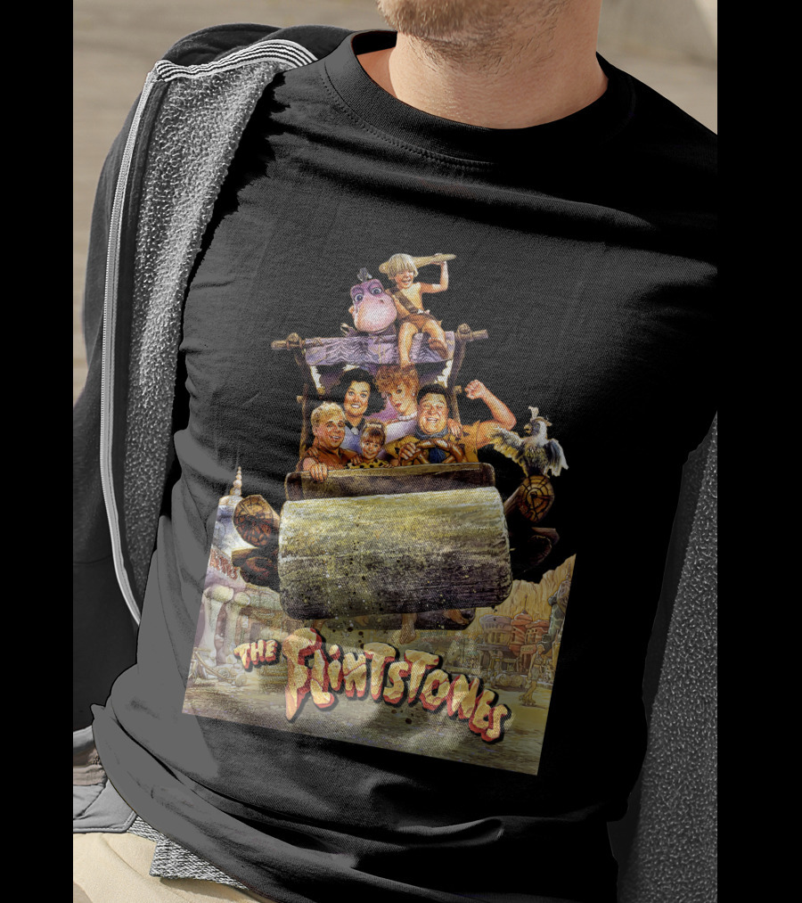 The Flintstones Movie Iconic Car Scene With Fred Wilma And Friends T-Shirt