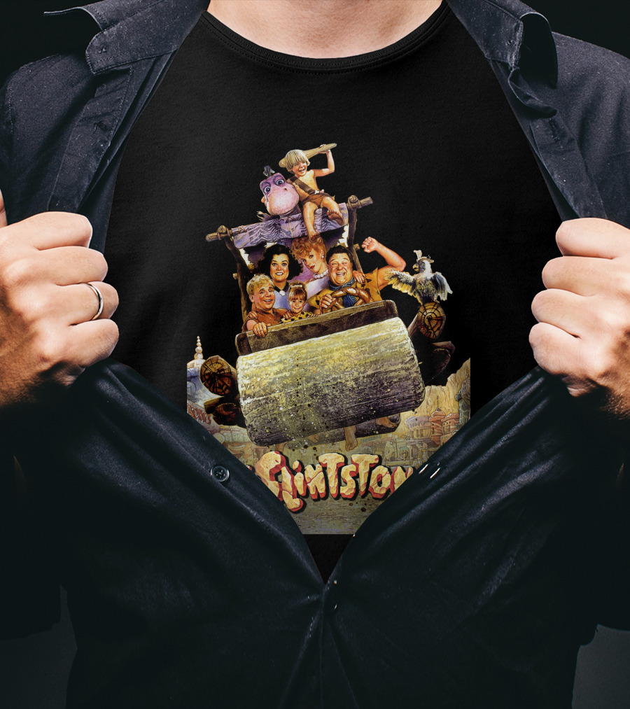 The Flintstones Movie Iconic Car Scene With Fred Wilma And Friends T-Shirt