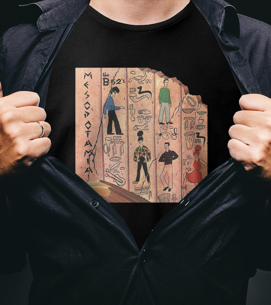 The B-52'S Mesopotamia Album Art With Band Members And Hieroglyphics T-Shirt