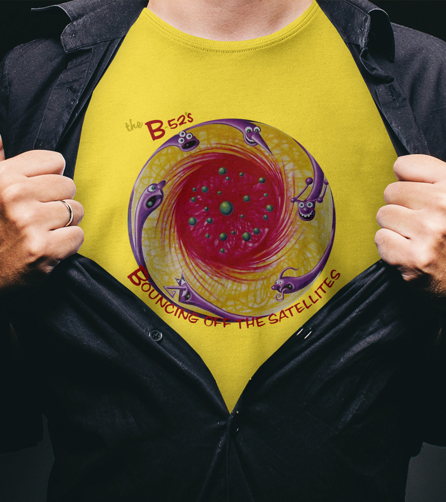 The B52'S Bouncing Off The Satellites Alien Cartoon Orbit T-Shirt
