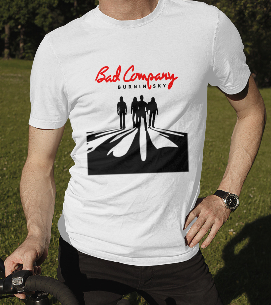 Bad Company Burnin' Sky Silhouette Walking Down Road T-Shirt