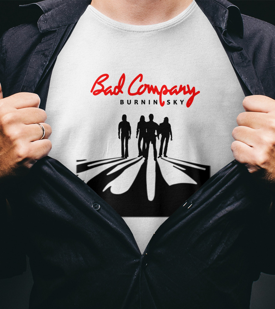 Bad Company Burnin' Sky Silhouette Walking Down Road T-Shirt
