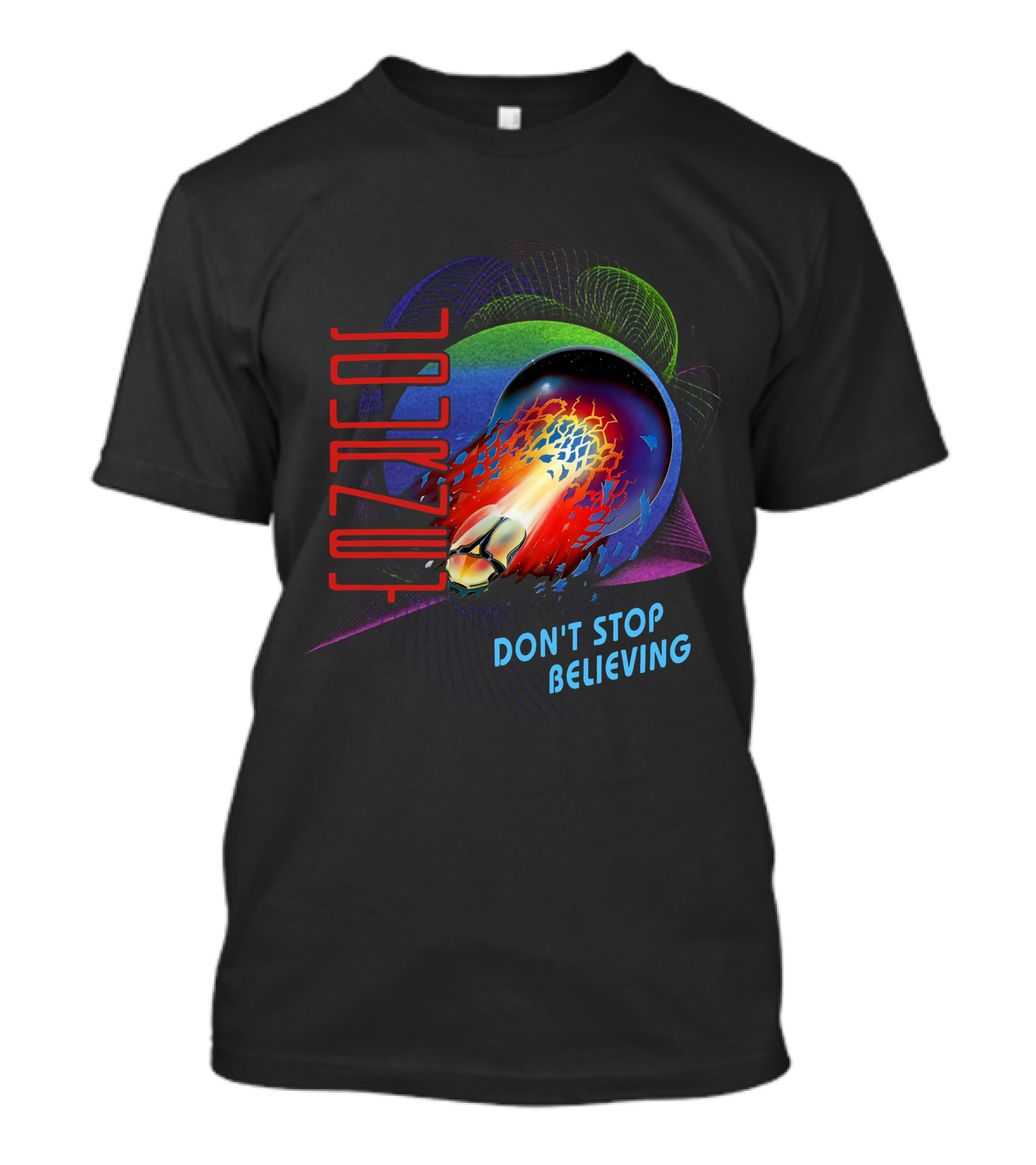 Journey Don't Stop Believing Neon Retro Abstract Sphere And Fireball T-Shirt