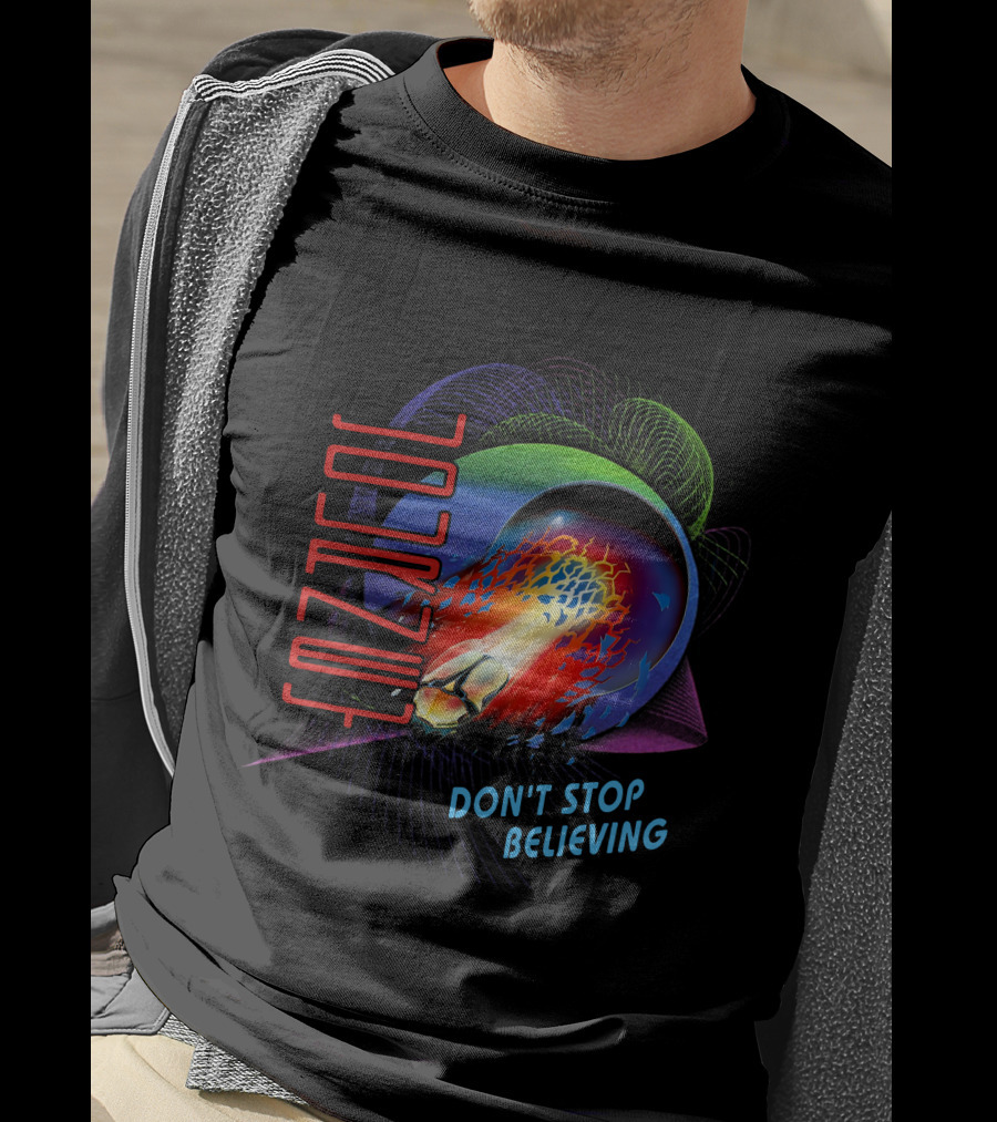 Journey Don't Stop Believing Neon Retro Abstract Sphere And Fireball T-Shirt