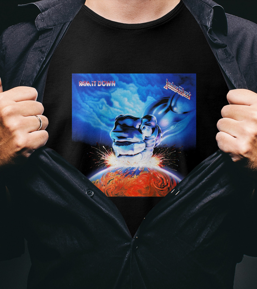 Judas Priest Ram It Down Album Art Fist And Lightning T-Shirt