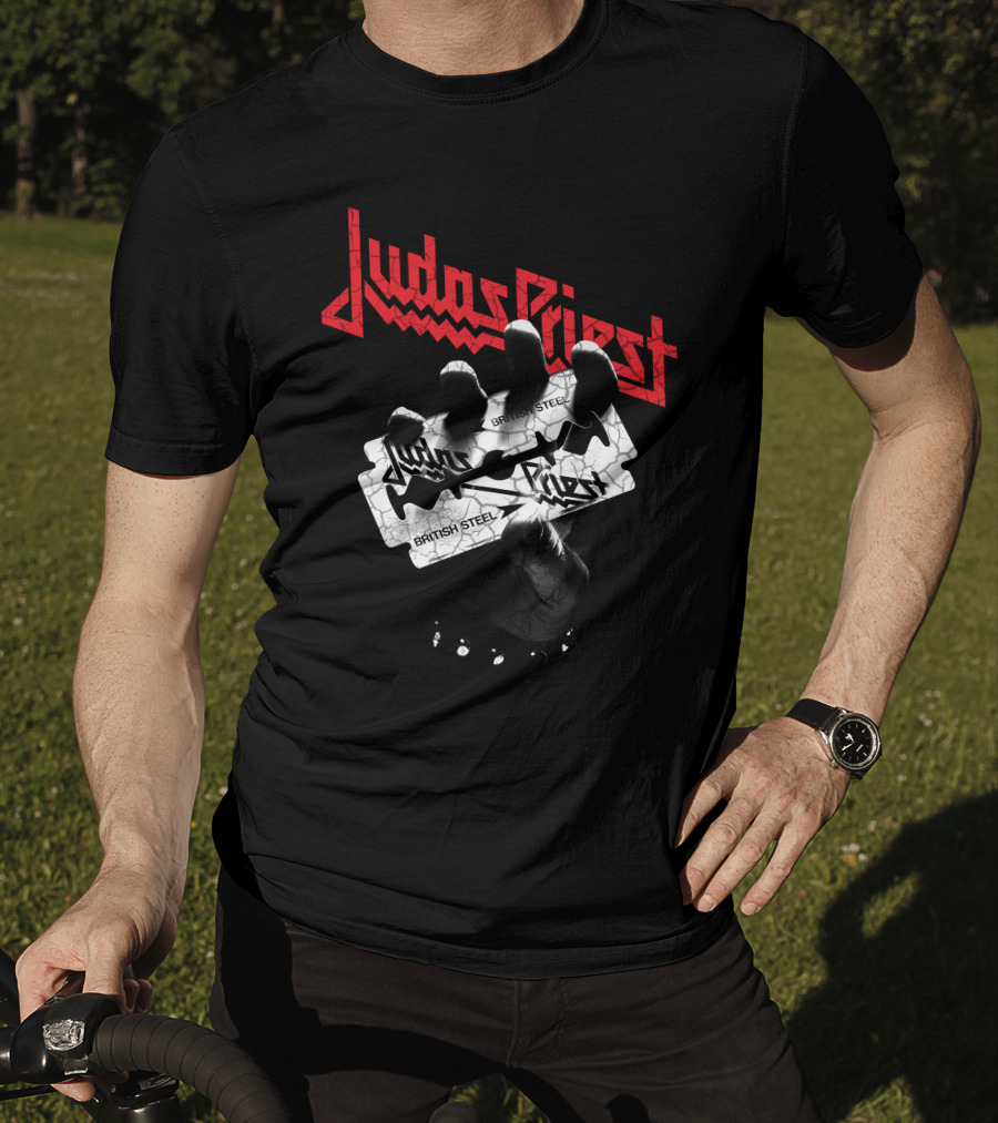 Judas Priest British Steel Razor Blade And Fist T-Shirt