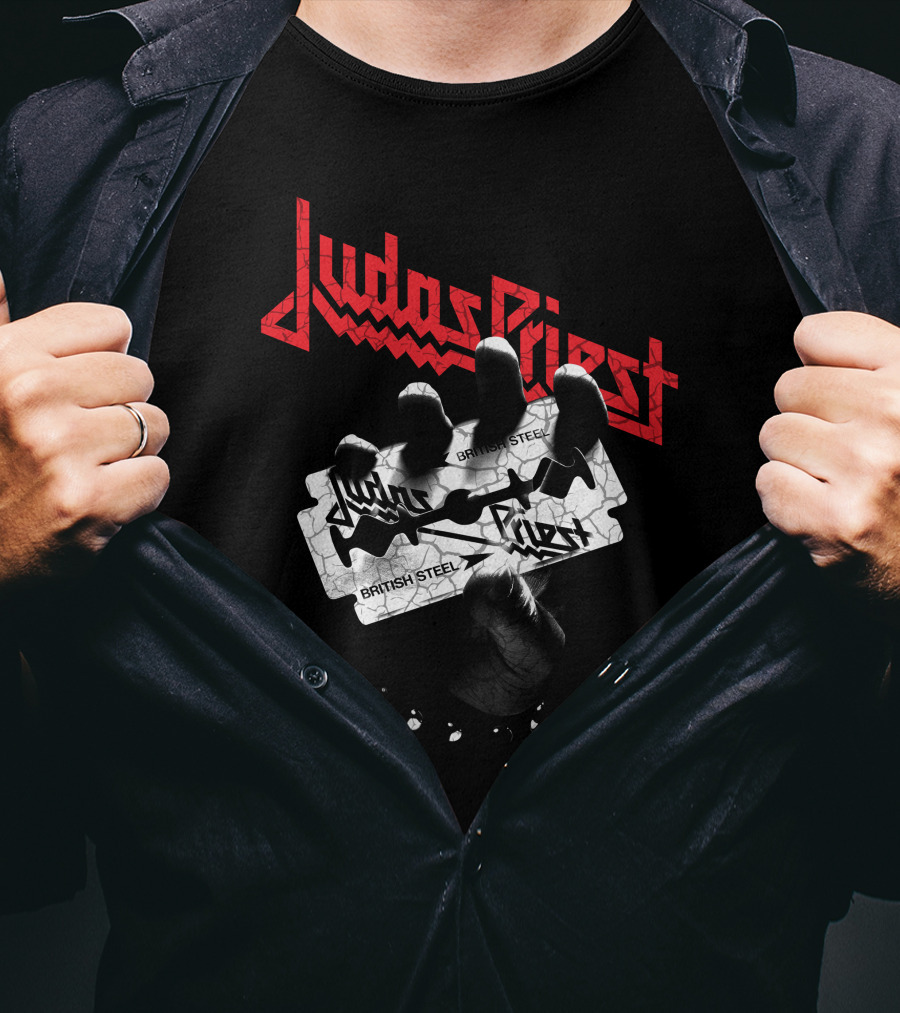Judas Priest British Steel Razor Blade And Fist T-Shirt