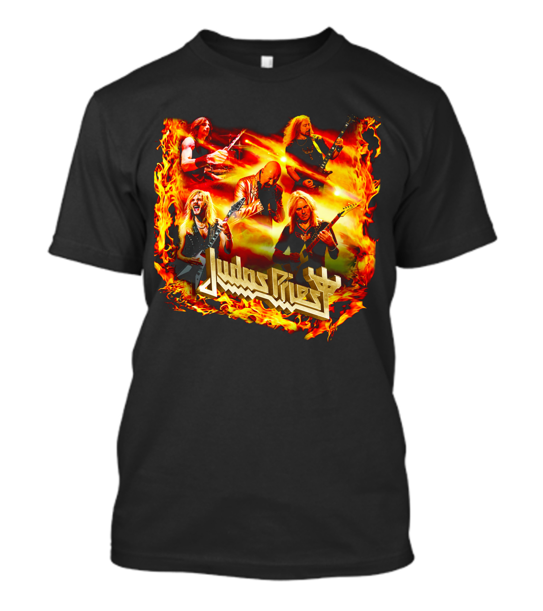 Judas Priest Band Members In Fiery Background Jdpr T-Shirt