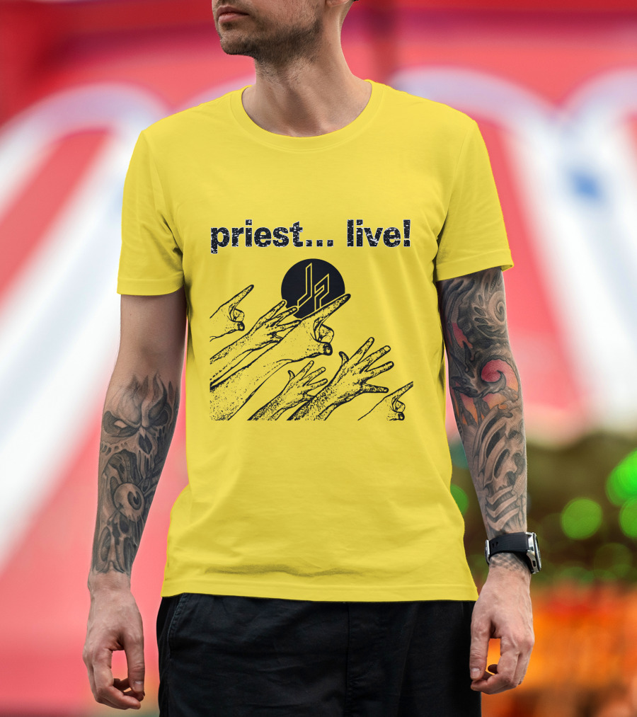 Judas Priest Live Tour Logo Yellow Hands T-Shirt