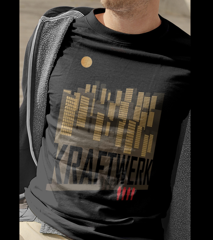Kraftwerk Illuminated City Skyline With Silhouetted Figures T-Shirt