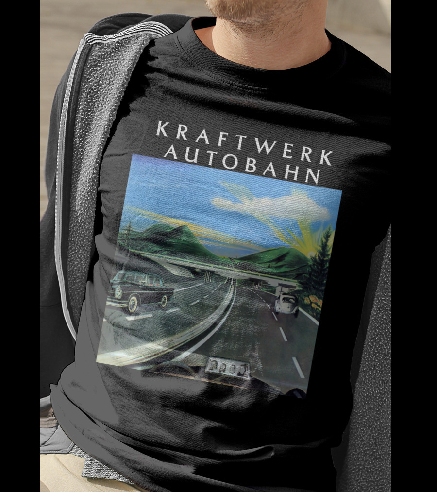 Kraftwerk Autobahn Scenic Highway Journey With Classic Cars And Mountains T-Shirt