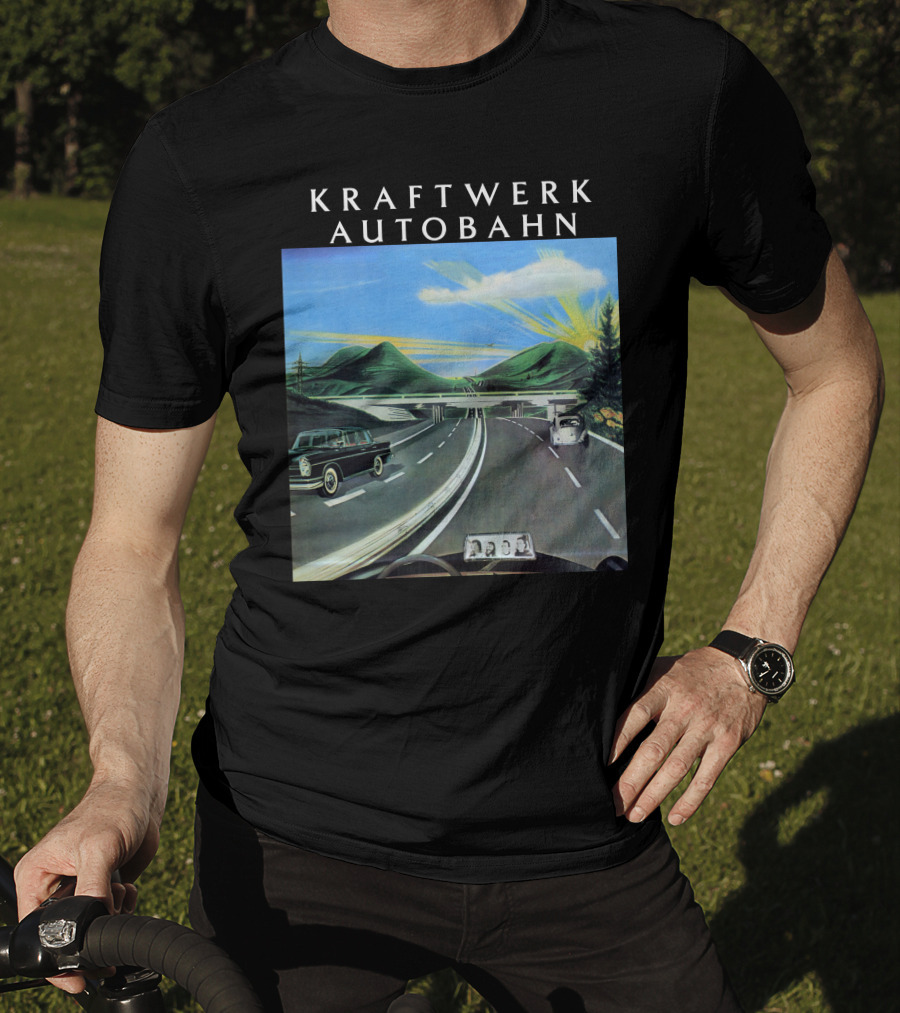 Kraftwerk Autobahn Scenic Highway Journey With Classic Cars And Mountains T-Shirt